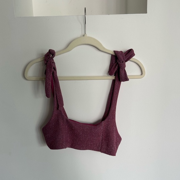 Beach Riot Avalon Bikini Top in Beetroot Purple Shine - Picture 1 of 7